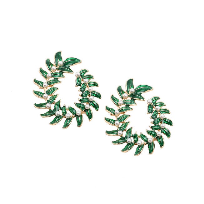 SOHI Women Green Drop Earrings, Green / Forest Green, hi-res image number null
