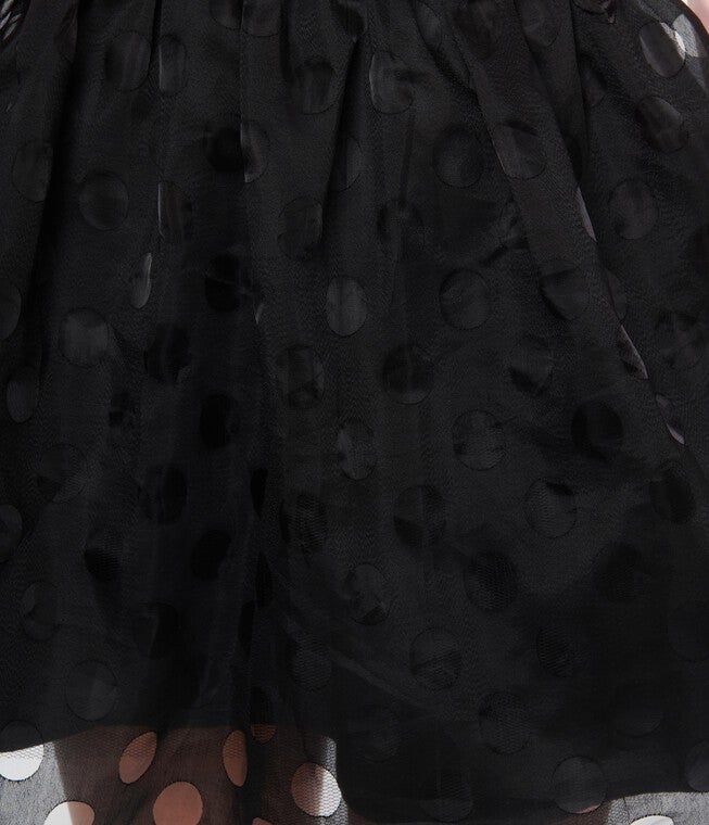 Unique Vintage Black Polka Dot Tulle Suspender Mini Skirt, Black Polka Dot / Black, alternate image number 4