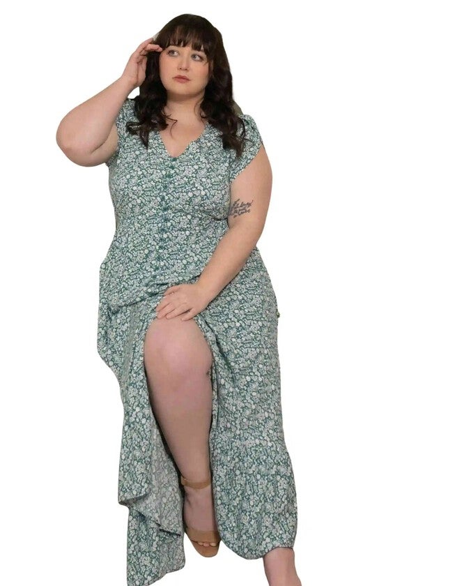 Florence Maxi Dress Ditsy Print Green, , alternate image number null