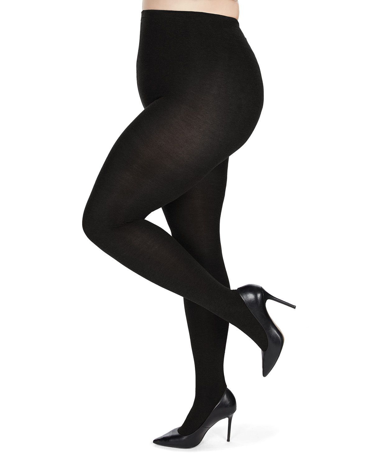 Brooklyn Flat Knit Cotton Blend Sweater Tights, Black / Black, hi-res image number 0