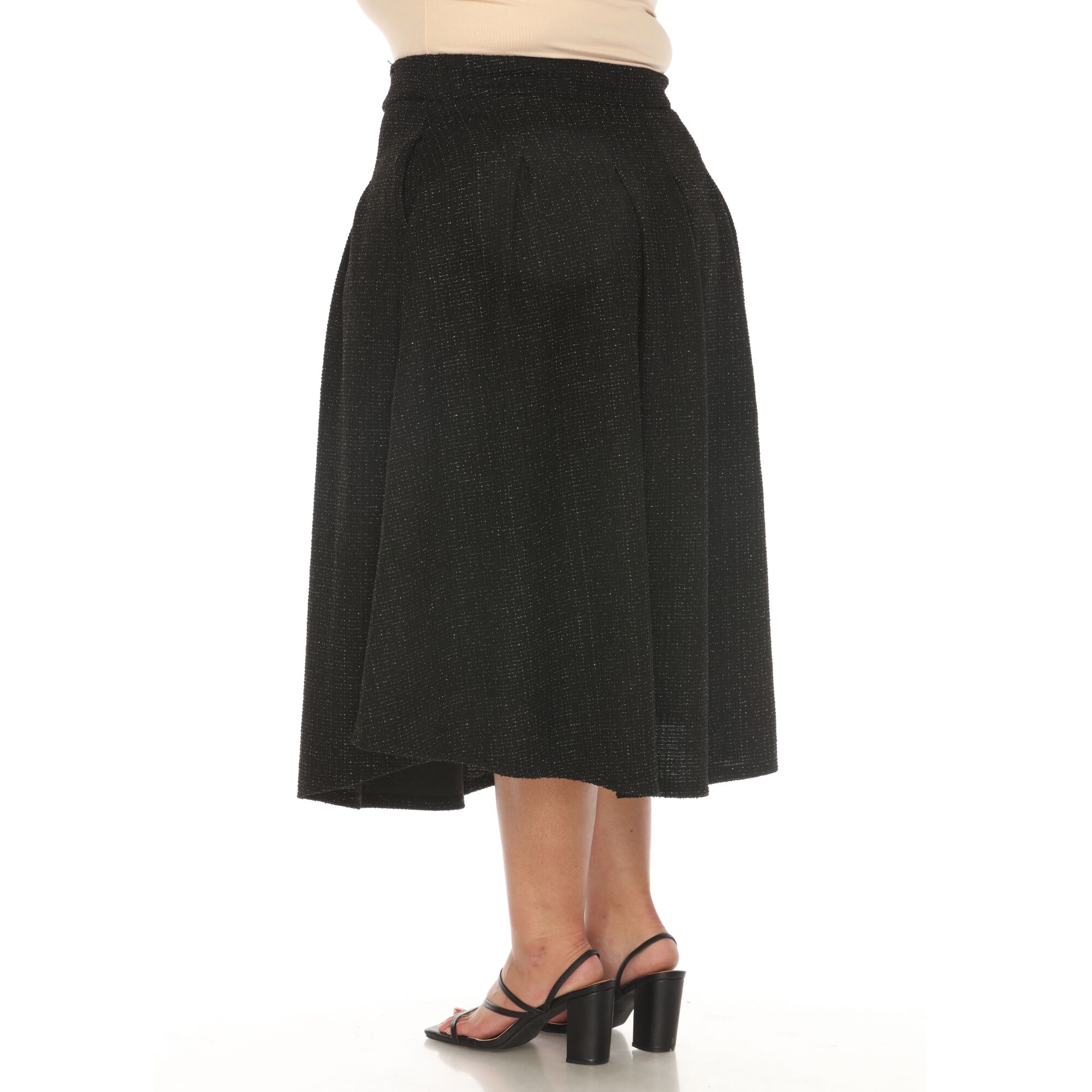 Flared Tweed Skirt, Black / Black, alternate image number 2