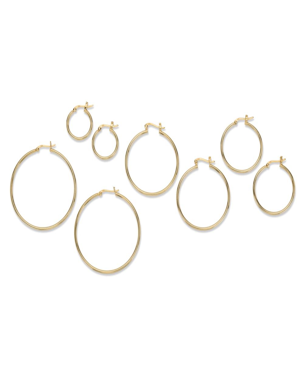 4-Pair Set Gold-Plated Sterling Silver Polished Hoop Earrings, Yellow / Yellow, alternate image number 1