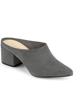 Pointed Toe Slip On Block Heel Slide Mules