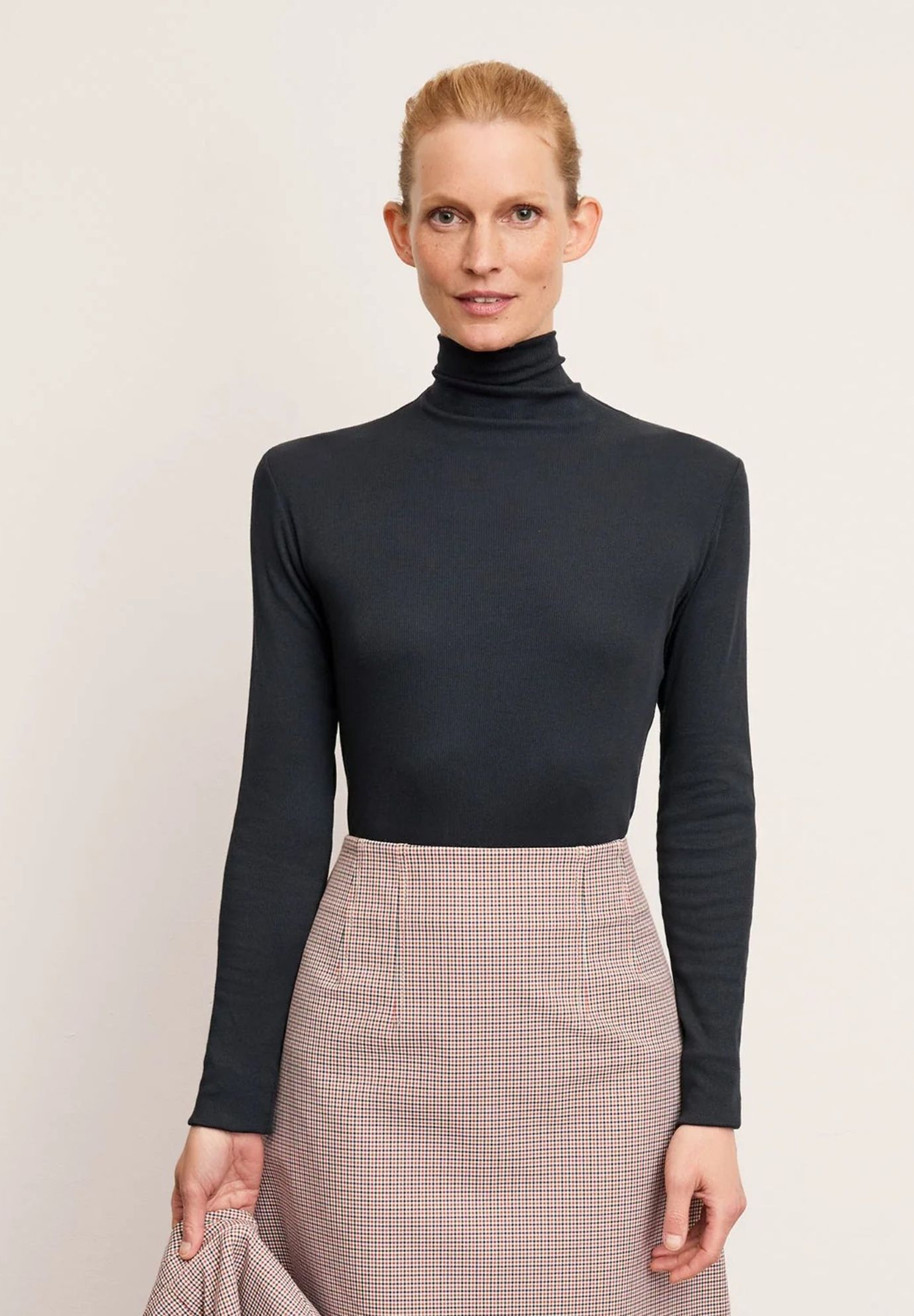 Axam Layering Turtleneck - Organic Ribbed Pima Cotton, Dark Navy / Navy, alternate image number 4