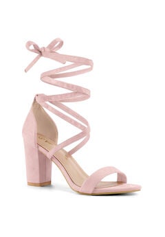 Strappy Chunky High Heels Lace Up Heels Sandals
