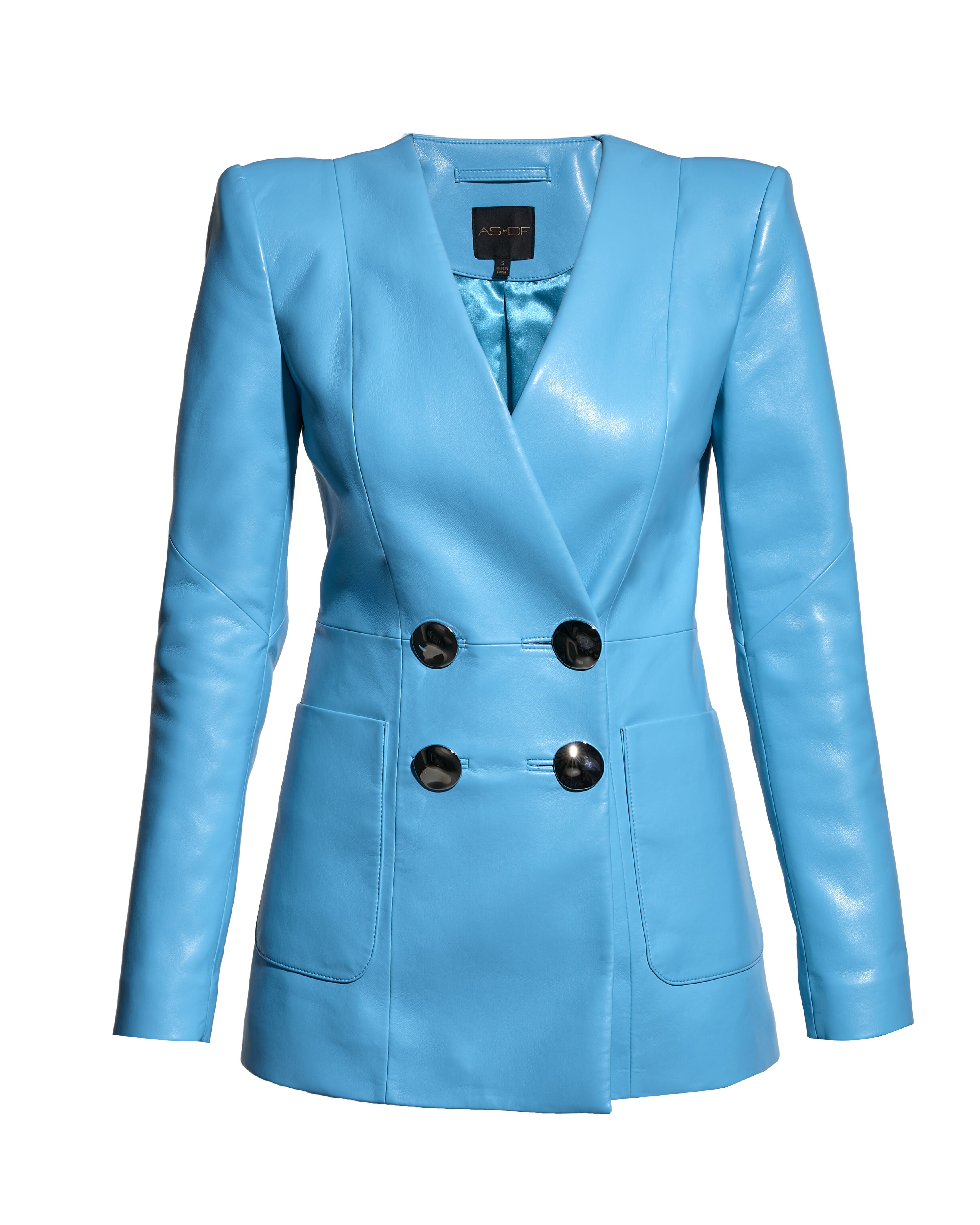 Claude Recycled Leather Blazer, Fiji Blue / Light Blue, hi-res image number 0