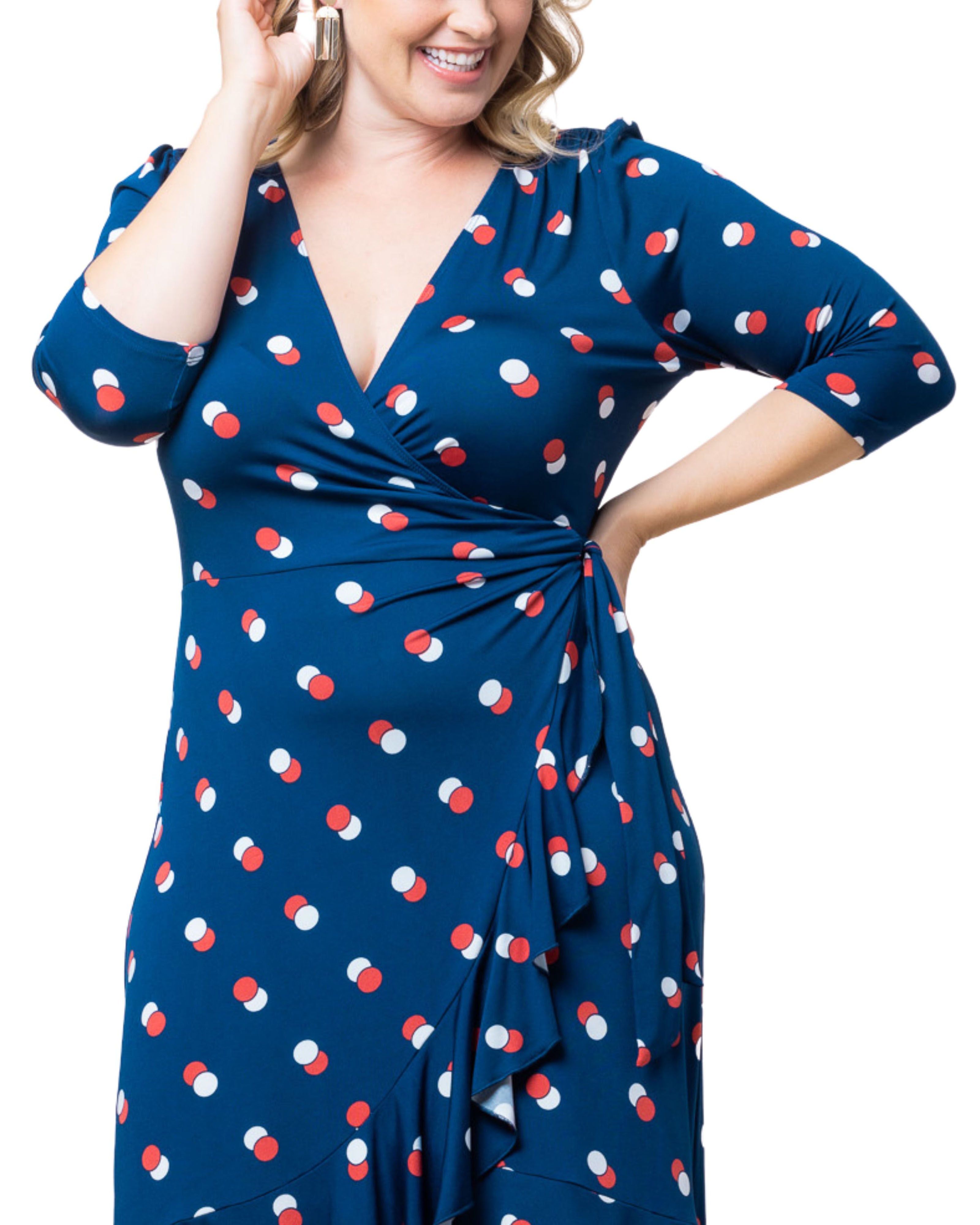 Flirty Flounce Wrap Dress, NAVY DOT DUO / Navy, alternate image number 2