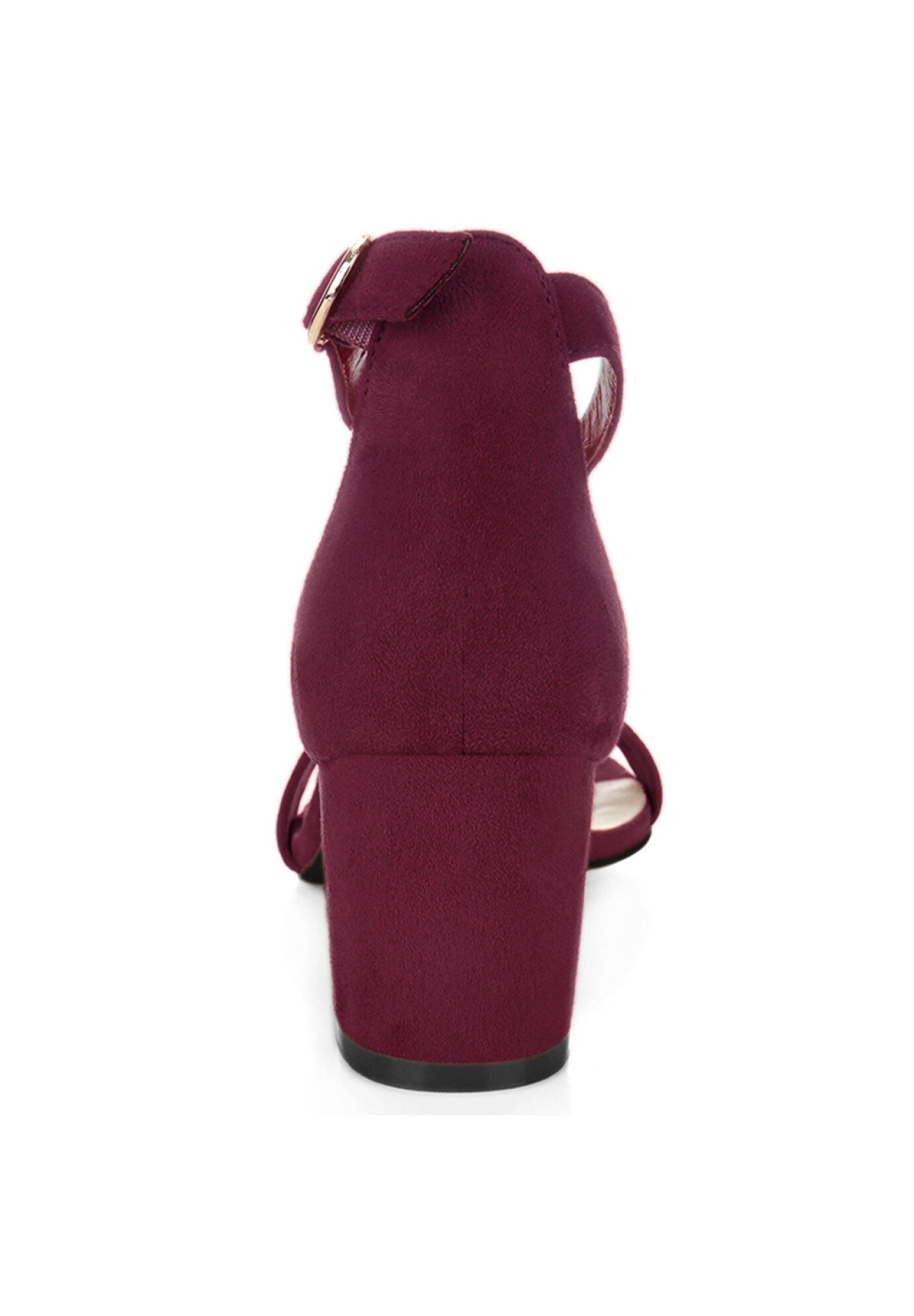 Mid Block Heel Ankle Strap Sandals, Burgundy / Burgundy, alternate image number 2