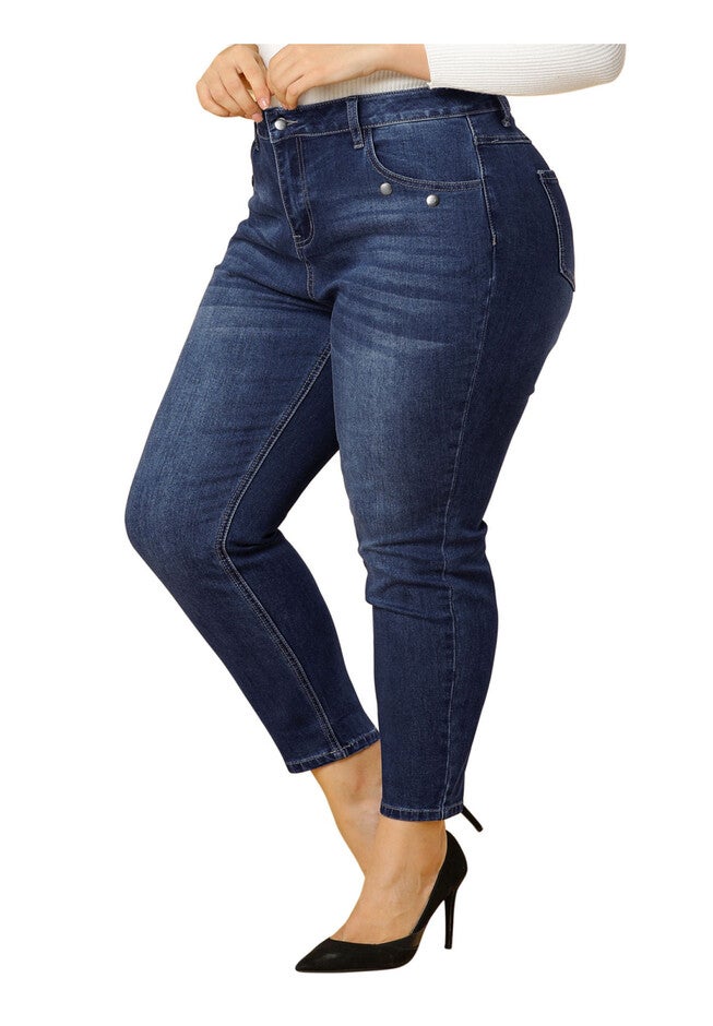MID RISE STRETCHY WASHED SKINNY DENIM JEANS, Blue / Light Blue, alternate image number 2