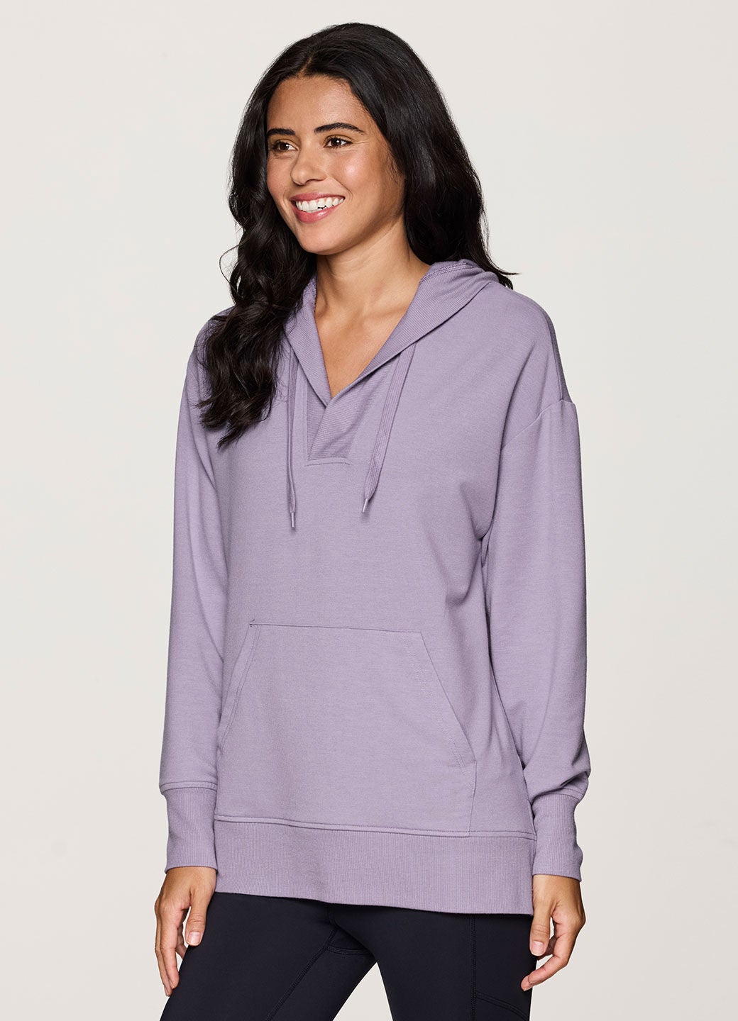 Plus Long Weekend Hoodie Tunic, Light Purple / Periwinkle, alternate image number 2