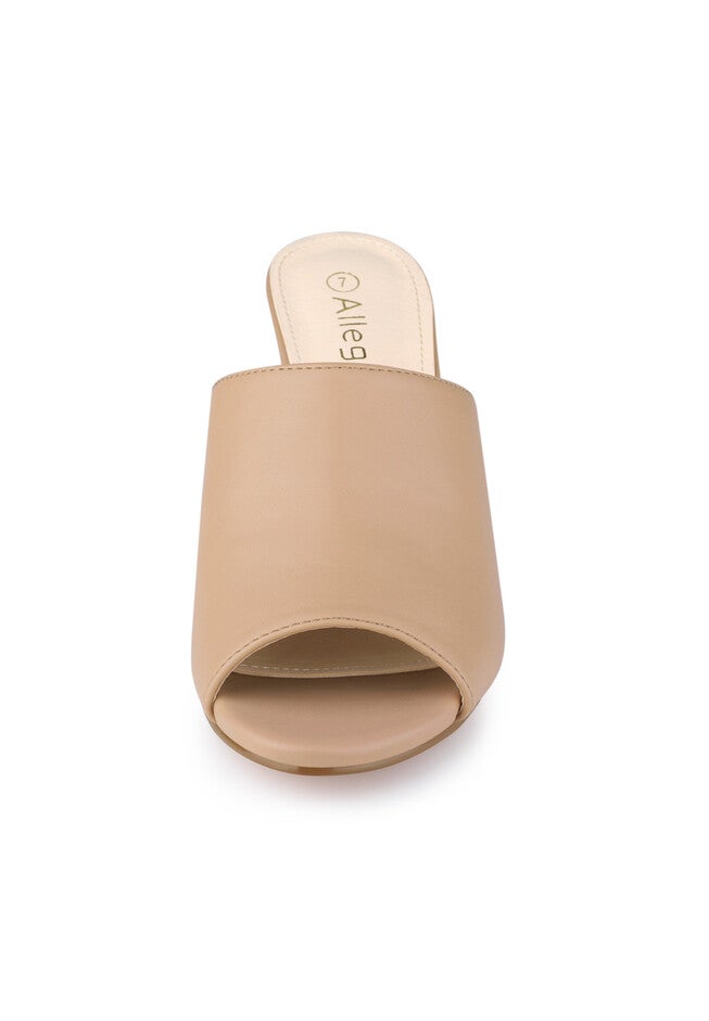 Slip On Block Heel Slide Sandals, Nude / Tan, alternate image number 2