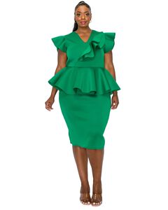 ONYX NEOPRENE PEPLUM DRESS