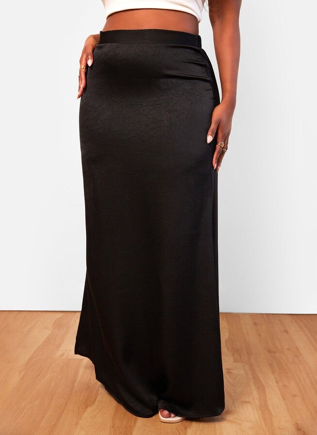 CELINE MAXI SHIFT SKIRT - BLACK, Black / Black, alternate image number null