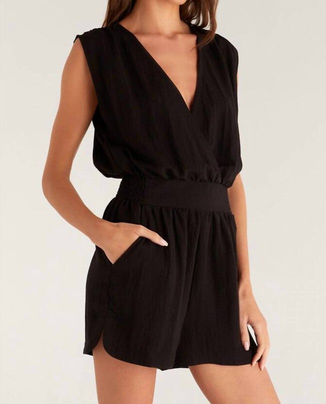 SUN TANNED ROMPER IN BLACK, Black / Black, alternate image number null