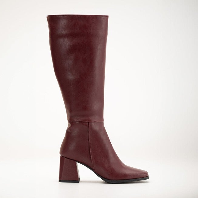 CELESTE - BURGUNDY MATT KNEE HIGH BOOTS, BURGUNDY / Burgundy, hi-res image number 0