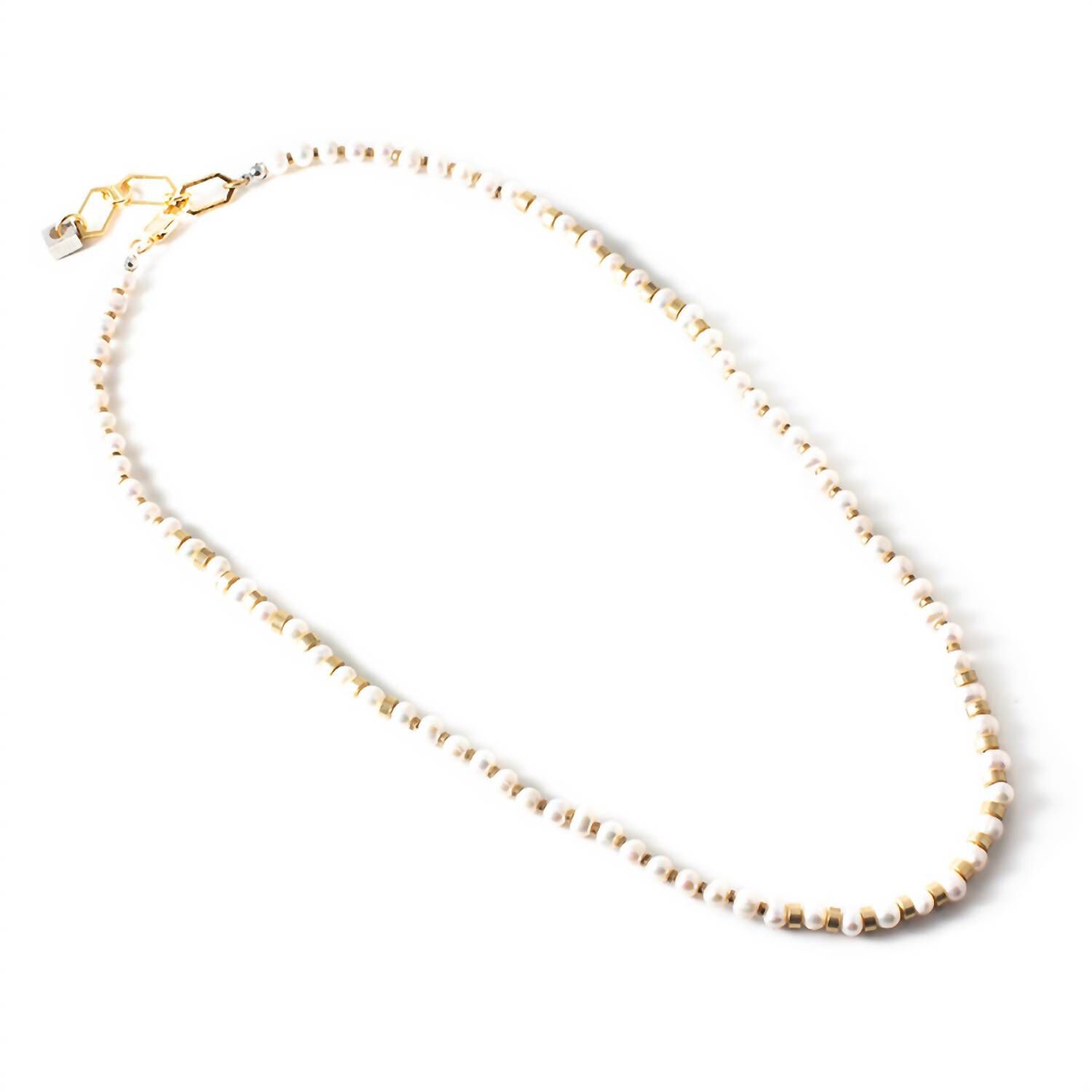 SYDNEY NECKLACE IN PEARL/GOLD, PearlGold / Gold, hi-res image number 0