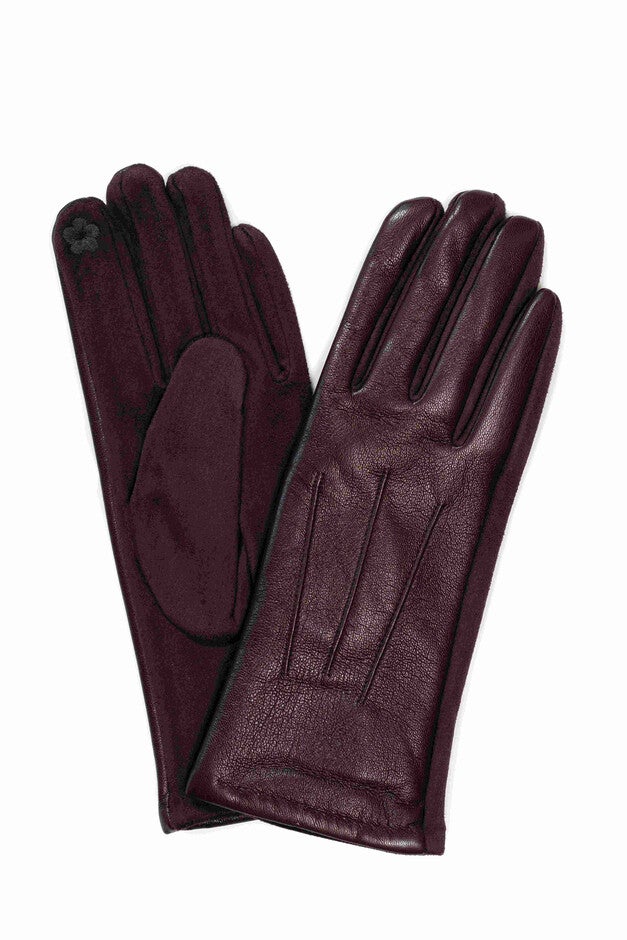 Leatherette Classic Gloves Brown, BROWN / Brown, hi-res image number 0