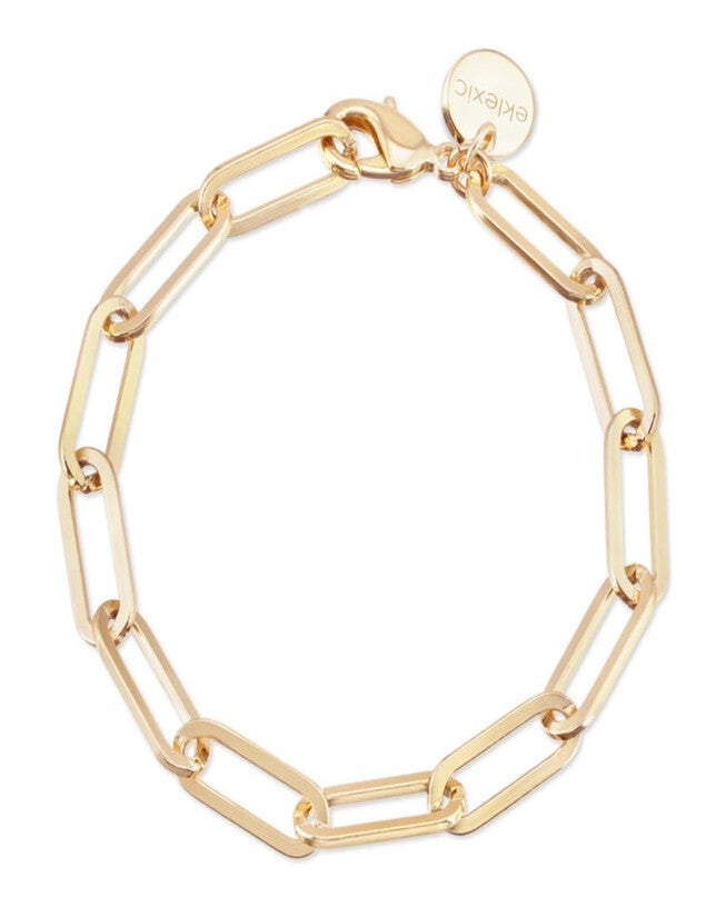 Large Elongated Link Chain Bracelet 6.5 inches Gold, Gold / Gold, hi-res image number 0