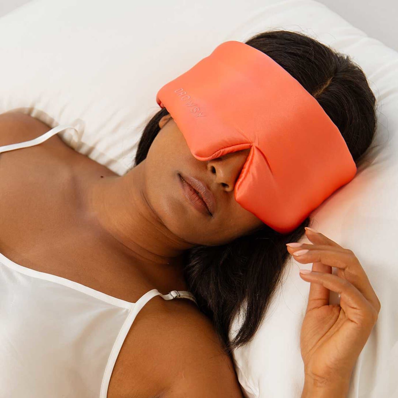 Silk Sleep Mask, Summer Coral / Coral, alternate image number 1