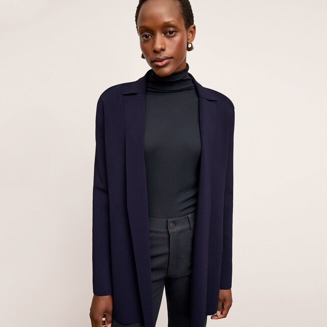 Axam Layering Turtleneck - Organic Ribbed Pima Cotton, Dark Navy / Navy, alternate image number 5