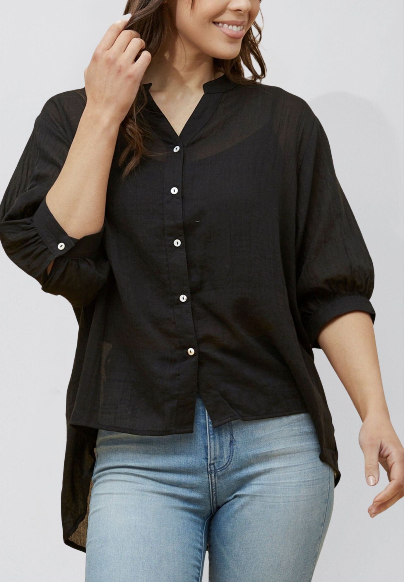 Annick- Lilou On-Off Shoulder Ditsy Floral Maxi Dress Front Slits, Black / Black, hi-res image number 0