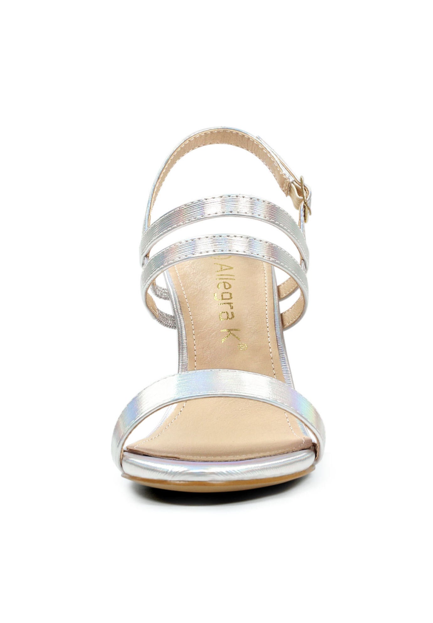 Slingback Block Heel Ankle Strap Sandal, Silver / Silver, alternate image number 1