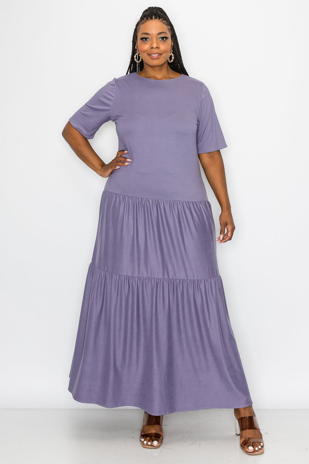 JOURDAN TIERED MAXI DRESS, Lavender Dark / Purple, alternate image number 3