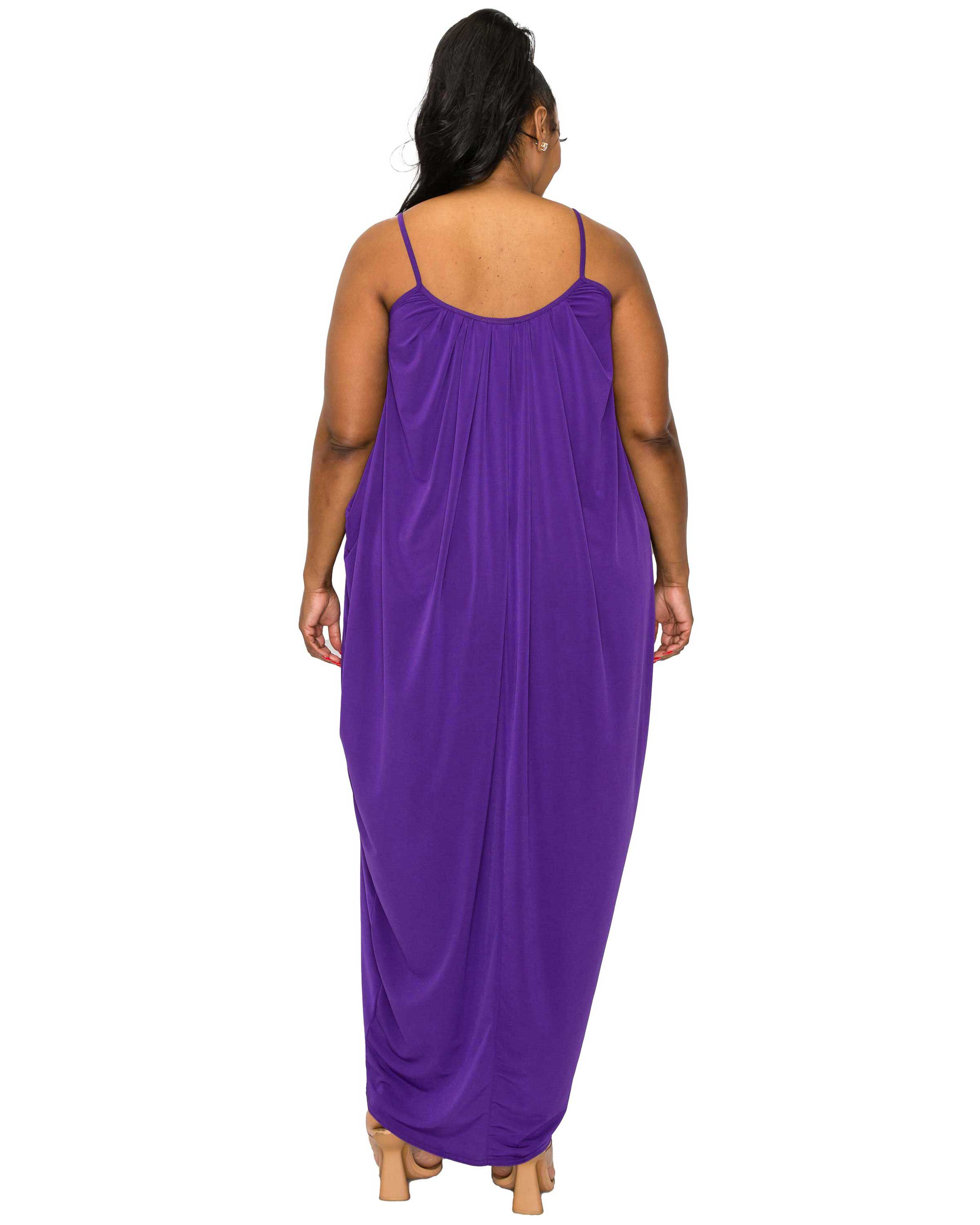ADORA RUCHED SPAGHETTI STRAP DRESS, Purple / Purple, alternate image number 1