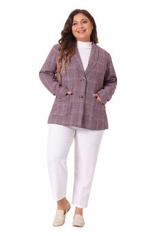 PLAID LAPEL SINGLE BREASTED BLAZER