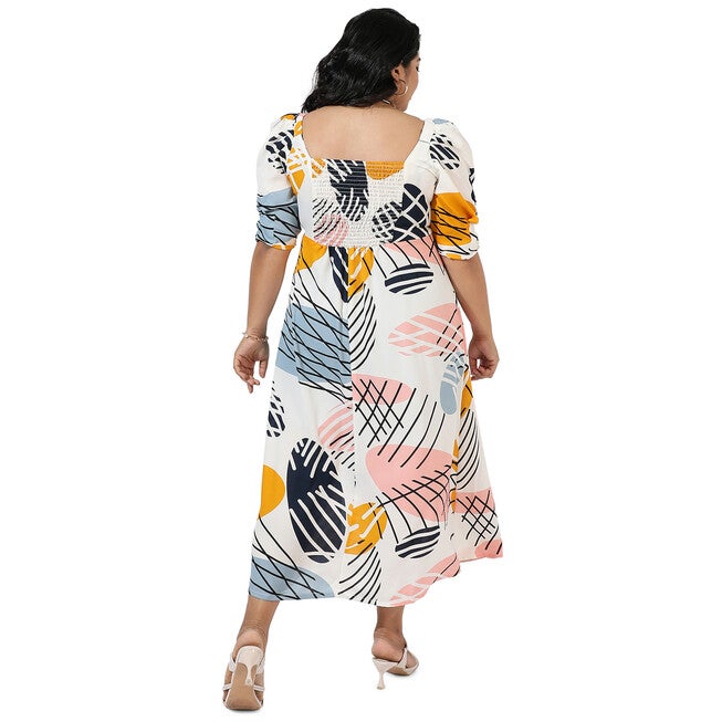 Tropic Printed Front Slit Dress, White / White, alternate image number null