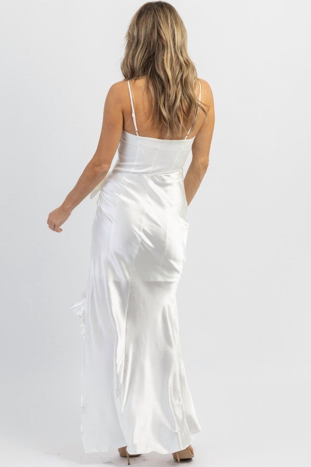 SIOBHAN SIDE RUFFLE DRESS IN WHITE, , alternate image number null