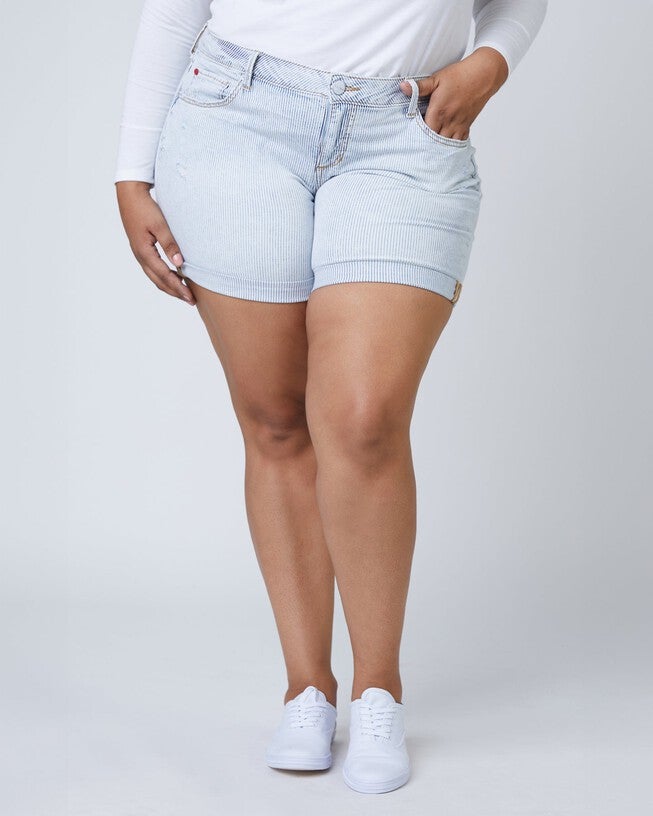 Mid Rise Shorts - Denim Stripes, , alternate image number null