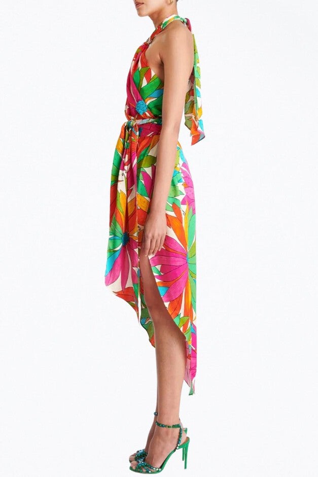 KIT FLORAL GATHERED SILK JACQUARD SKIRT IN FLORAL JUNGLE, Floral Jungle / Pink, alternate image number null
