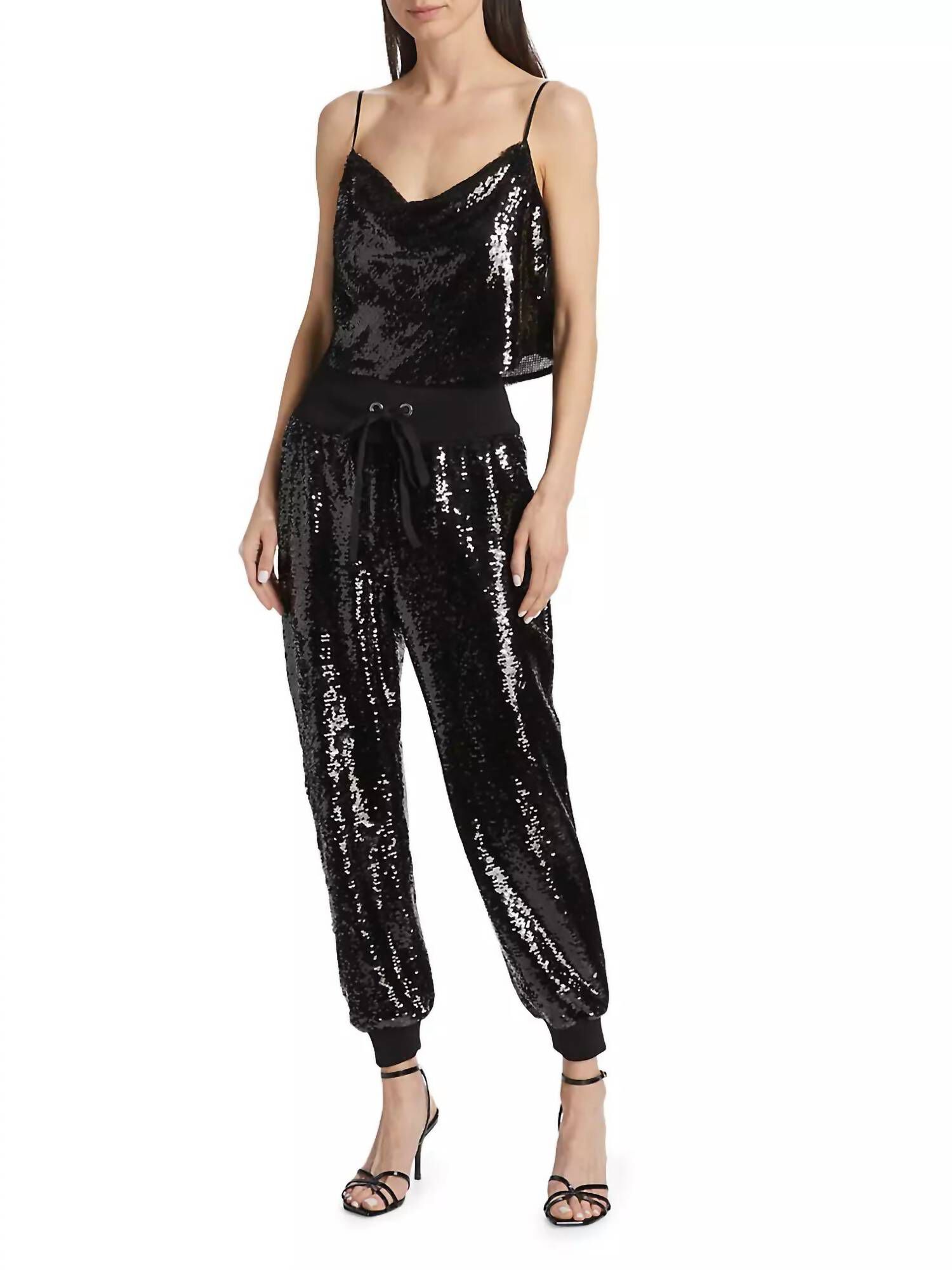 ANDRA SEQUIN CAMI TOP, Black / Black, alternate image number 4