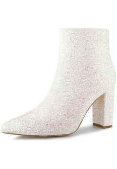 GLITTER POINTED TOE ANKLE BOOTS