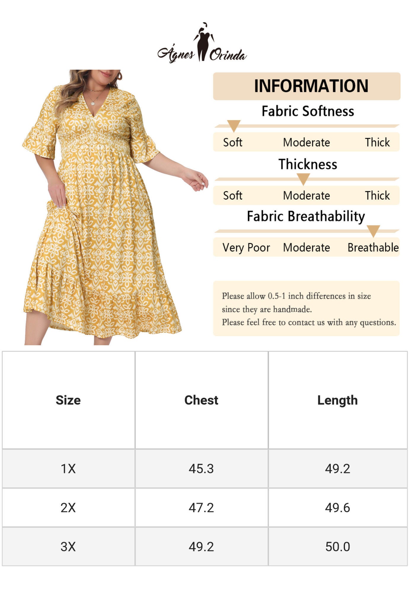 Bell Sleeve Ruffled Hem V Neck Short Sleeve Boho A Line Long Dress, Yellow / Yellow, alternate image number 4