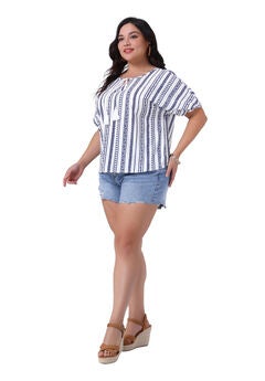 Boho Tied V Neck Short Sleeve Summer Top