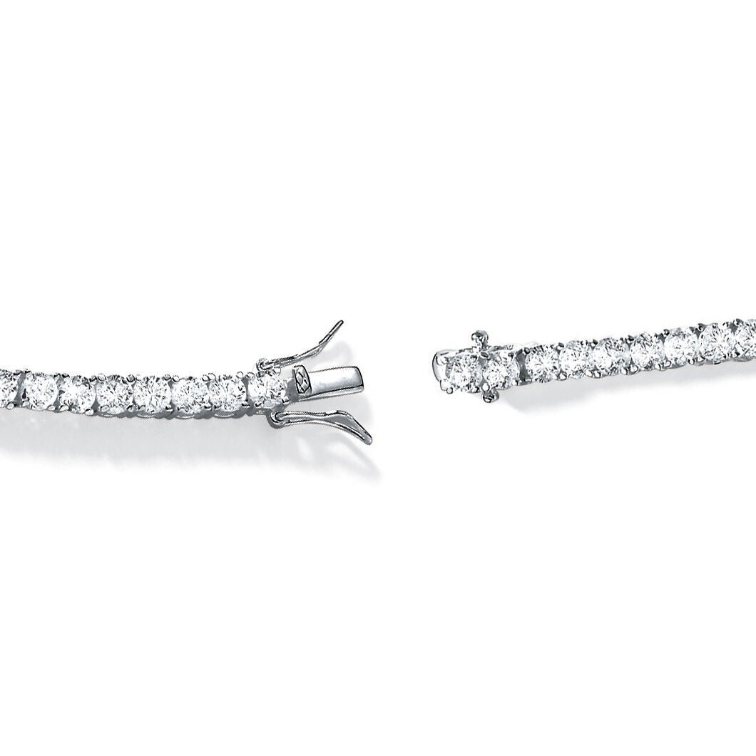 13.32 TCW Princess-Cut Cubic Zirconia .925 Sterling Silver Tennis Bracelet, White / White, alternate image number 1