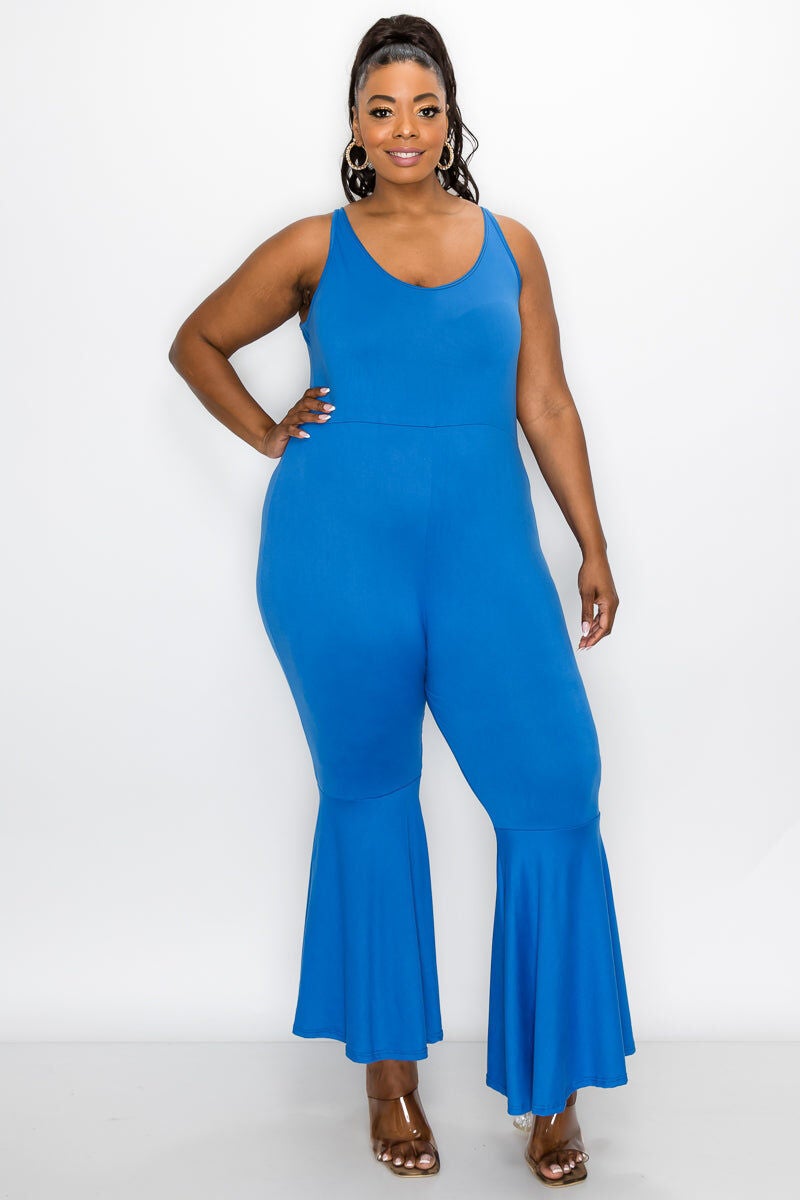 JOSIE FLARED LEG JUMPSUIT, Cobalt / Royal Blue, hi-res image number 0