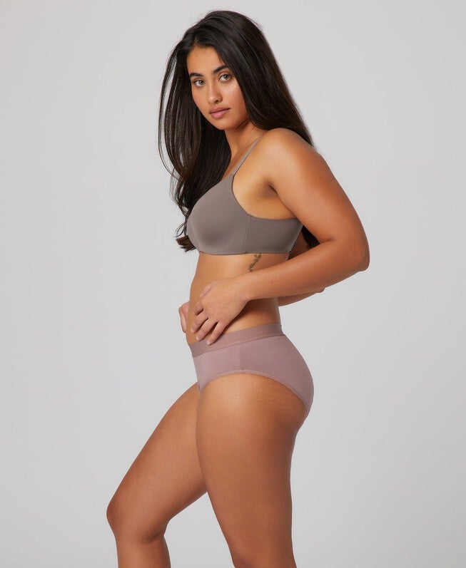 Period-Proof Organic Cotton Bikini - 3 tampon absorption, Desert Taupe / Mauve, alternate image number null