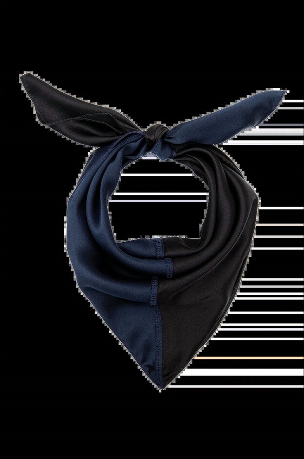 SILK TWO TONE BANDANA IN NAVY JET, , alternate image number null