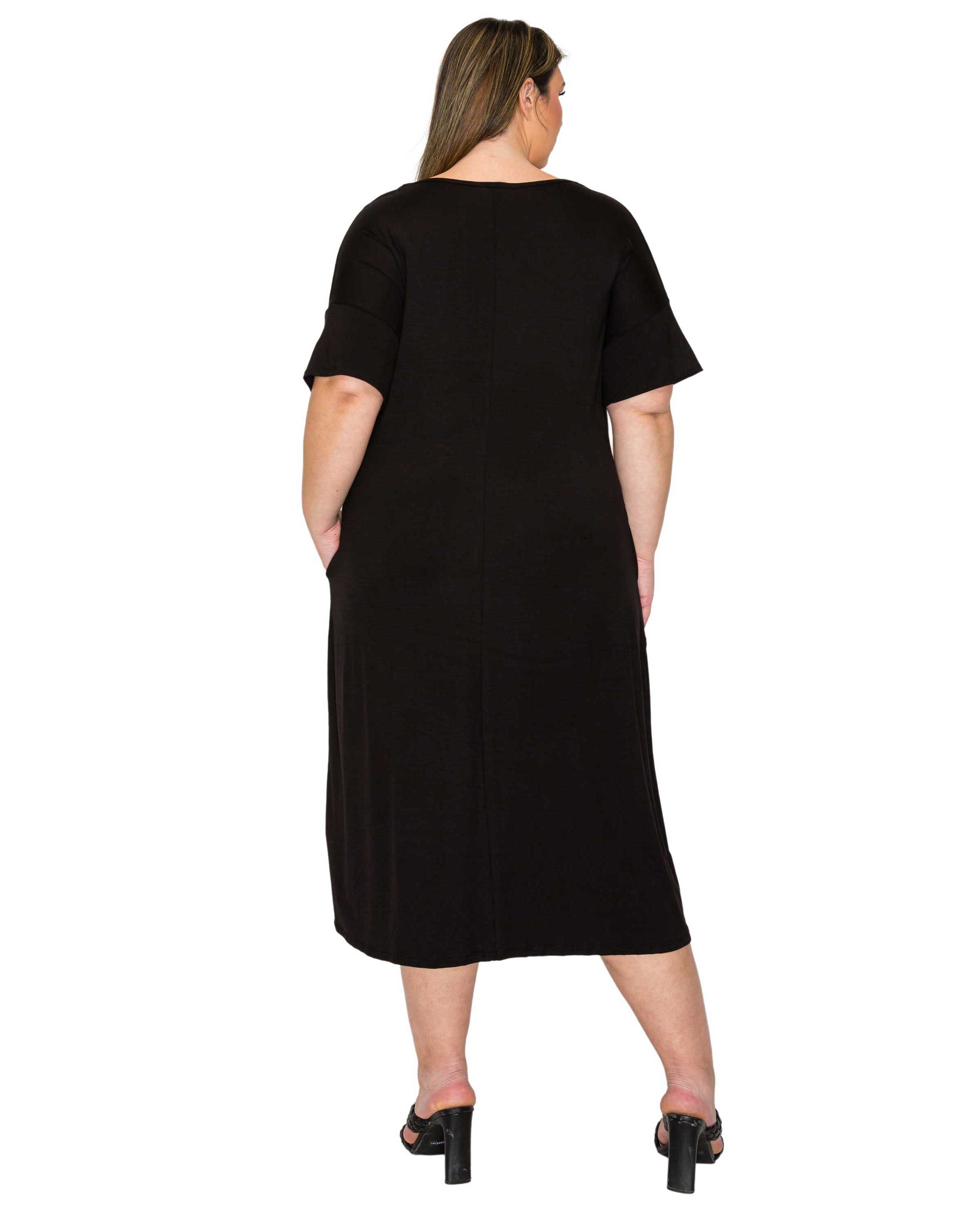 Olivia Pocket Midi Dress, Black / Black, alternate image number 2