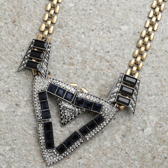 SOHI Women's Geometric Collar Neckalce, Black / Black, alternate image number null