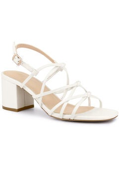 Square Toe Knots Ankle Strap Chunky Heels Sandals