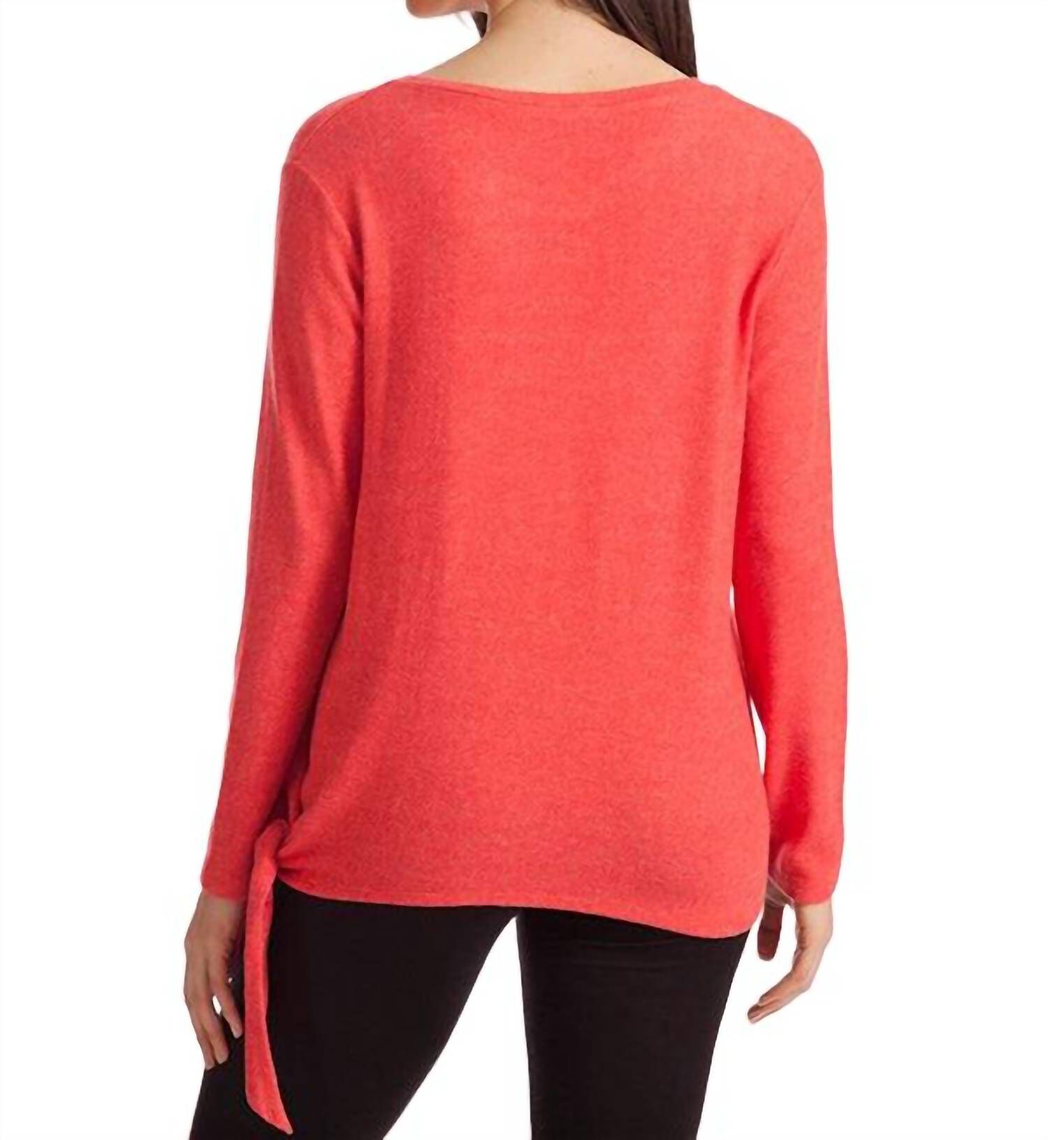 ELLIE SIDE TIE KASHMIRA SWEATER IN CORAL, , alternate image number 3