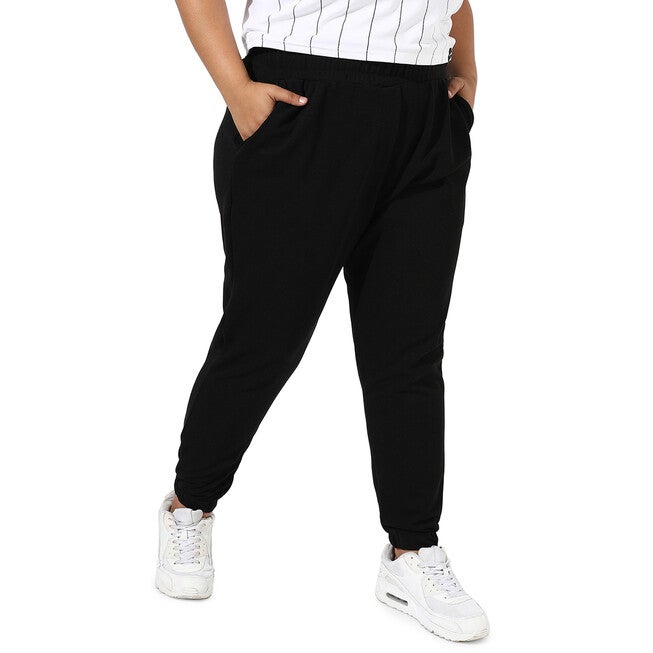 Black Solid Side Pocket Fitted Trouser, Black / Black, hi-res image number 0