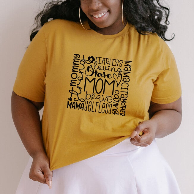 Mom Doodles Short Sleeve Graphic Tee, Mustard / Mustard, hi-res image number 0