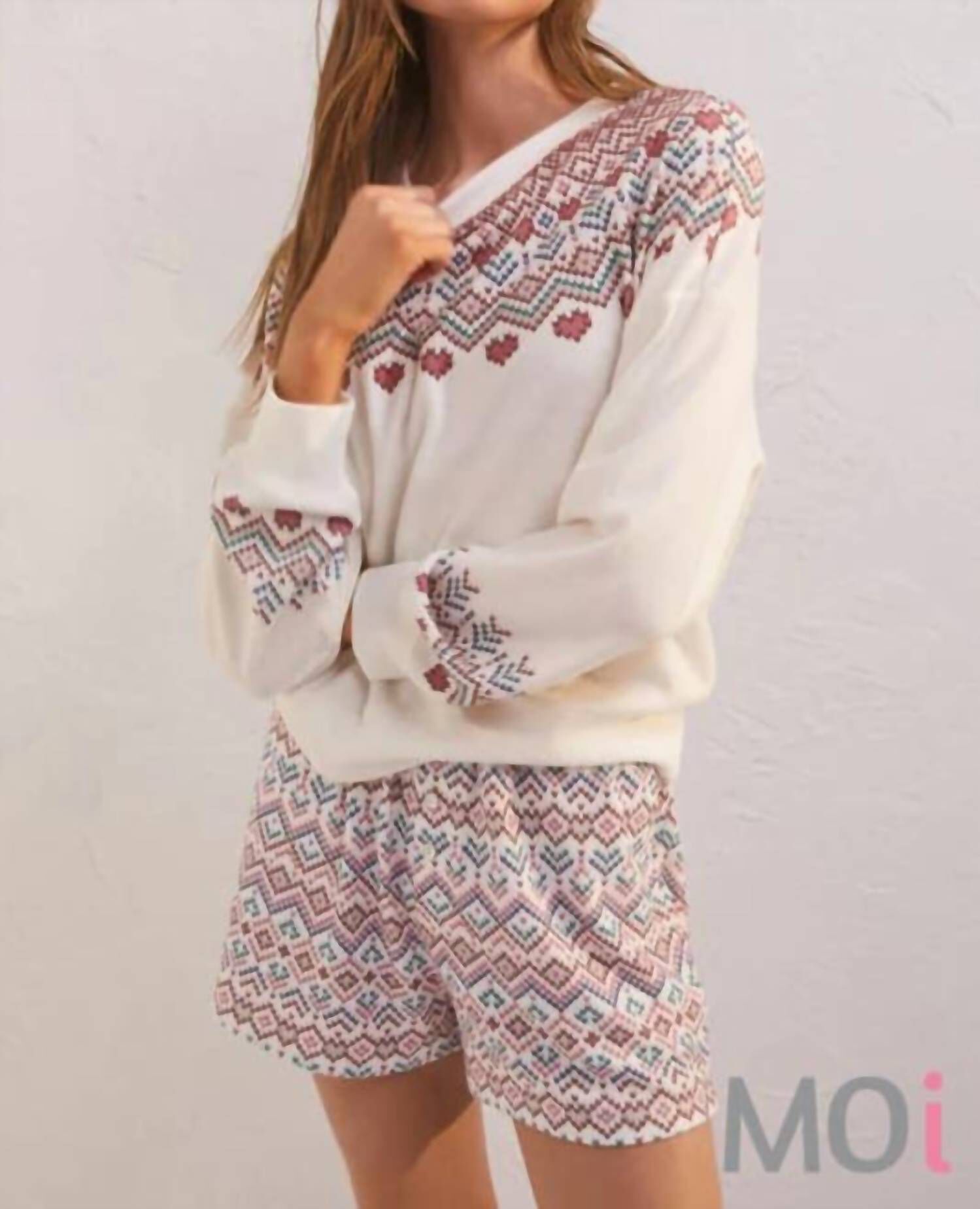 Cozy Days Fair Isle Short In Bone, , alternate image number 3