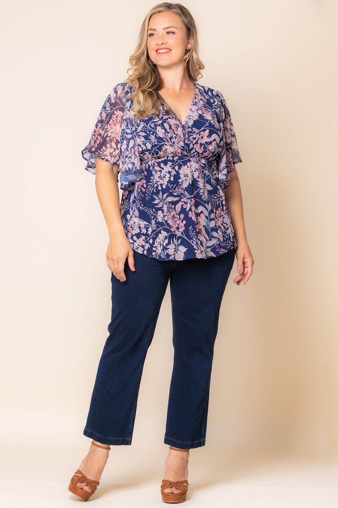 Seaside Serenade Top, Navy Wisteria Blooms / Navy, alternate image number 4