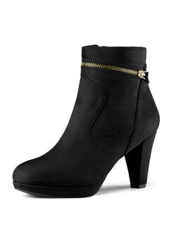 ROUND TOE ANKLE MID HEEL BOOTS